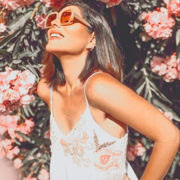 Sunglasses Dark Pinkish Brown Tan Oversized Round Square Full Rim Glam Summer - Picture 5 of 11